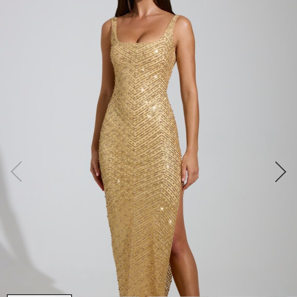 Gold Maxi Dress, size:, brand: Oh Polly